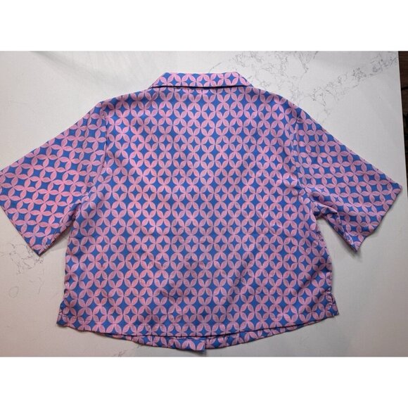 Sigrid Olsen Sleepwear Women Medium Pink Blue Button Pajama Top Only India - Picture 8 of 10